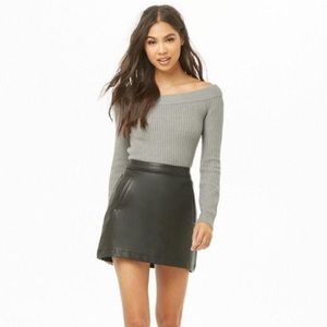 Forever 21 Off The Shoulder Knit Sweater in Grey